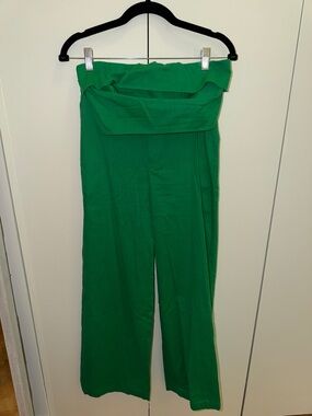 Green Strapless Wide-Leg Jumpsuit